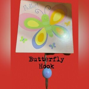 Buttery Hanging pink, yellow & green & blue plaque with hook